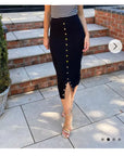 Midi Pencil Skirt in Fine Knit bodycon style in Black