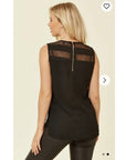 Chiffon and Mesh sleeveless vest top