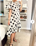 Polka Dot print dip hem dress