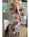 Multi Color V neck maxi dress (Pink)