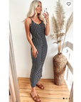 Double strip black white stripe Maxi dress