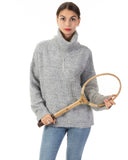 Relaxed-fit Roll- neck Jumper with open-work design in Grey