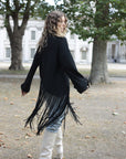 Black Soft Knit Jumper with Statement Fringe Hem