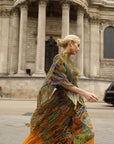 Pattern Print Pleated Blouse & Trousers Set