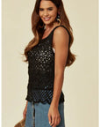 Black Floral Crochet Vest Top (75A)