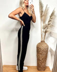 Soft Knit Jogging Bottoms with Side Stripes in black