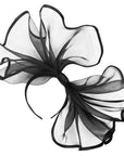 Large Wide Brim Bow Fascinator In Black