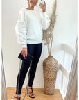 Chiffon frilled with crystal stone embellished jumper