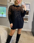 Gold sequin embellished front and sleeves design jumper in black