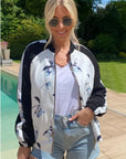 Floral print winter quilted Bomber Jacket (WHITE)