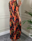 Multi leaves print kaftan cardigan