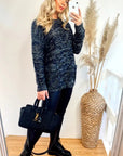 Metallic gold trims navy Jumper