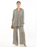 Black and White Letter D Houndstooth Print Shirt and Trousers Co-ords