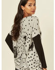 Polka dot and walking doggy print oversized jumper top