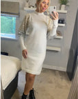 Gold and Sliver Sequin embellished sleeves design jumper in white