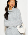 Relaxed-fit Roll- neck Jumper with open-work design in Grey