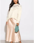 Multi color disco Sequin embellished design Soft knit jumper in cream