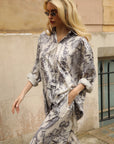 Vintage Toile Print Oversized Shirt & Wide-Leg Trousers Co-Ord Set