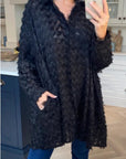 Black color Oversized shirt dress in multi tassel stripe design fabric