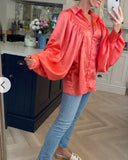 Oversized Sleeves Shirt in Orange colour