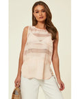 Chiffon and mesh vest top