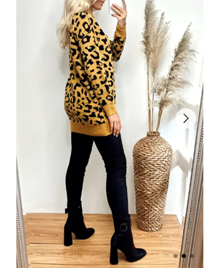 Leopard Print Fine Knit Jumper