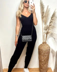 Soft Knit Jogging Bottoms with Side Stripes in black