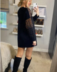 Gold sequin embellished front and sleeves design jumper in black