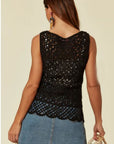 Black Floral Crochet Vest Top (75A)