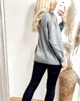Jumper with Crystal Shoulder Patch with Chain