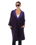 Reversible wool blend cardigan coat  (PURPLE)