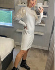 Gold and Sliver Sequin embellished sleeves design jumper in white