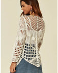 White Floral Crochet Cardigan
