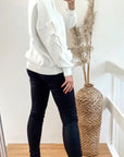 Chiffon frilled with crystal stone embellished jumper
