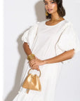 Oversized Puff Sleeves ruffle hem design Maxi dress