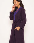 Reversible wool blend cardigan coat  (PURPLE)