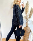 Metallic gold trims navy Jumper