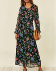 Floral print long shirt dress cardigan