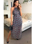 Heart Print Maxi Dress with side split detail