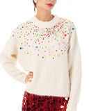 Multi color disco Sequin embellished design Soft knit jumper in cream