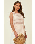 Chiffon and mesh vest top