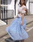 Statement Layered Ruffle Tulle Maxi Skirt