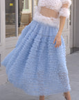 Statement Layered Ruffle Tulle Maxi Skirt