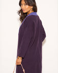 Reversible wool blend cardigan coat  (PURPLE)