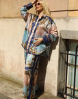 Ocean Treasure Print Relaxed Shirt & Trousers Co-Ord Set In Blue