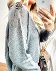 Jumper with Crystal Shoulder Patch with Chain