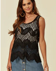 Black Floral PatternCrochet Vest Top (KN209)