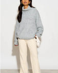 Relaxed-fit Roll- neck Jumper with open-work design in Grey