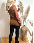 Dot and Strip Print with Crochet Collar Jumper