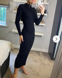 Soft Knitted Ribbed Midi Bodycon front OR back cut out design Dress In Black